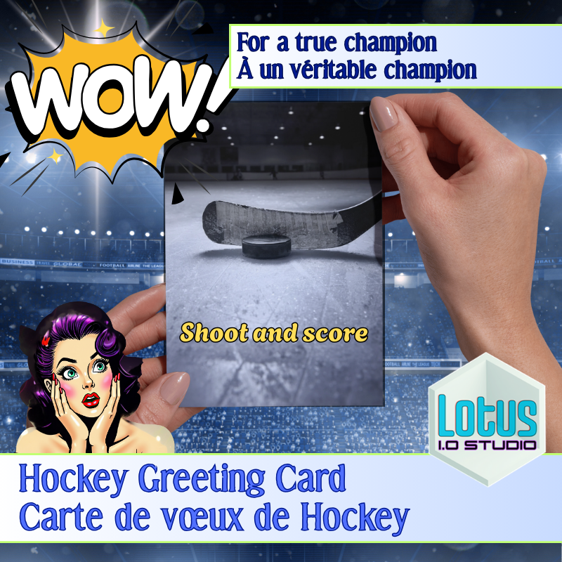 Carte de souhait de hockey lance et compte
