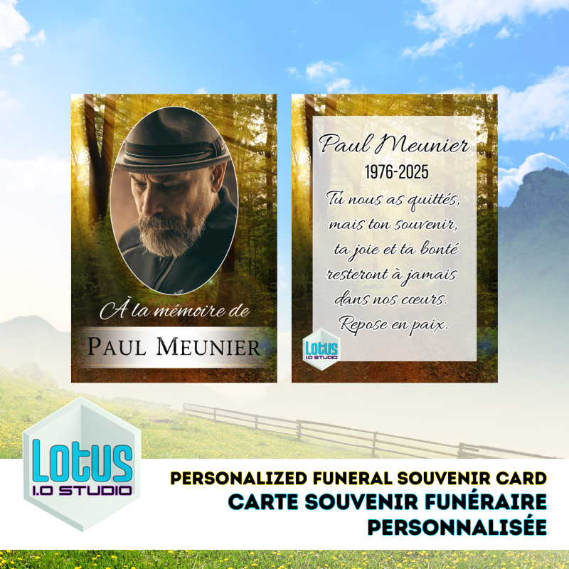Personalized funeral souvenir card