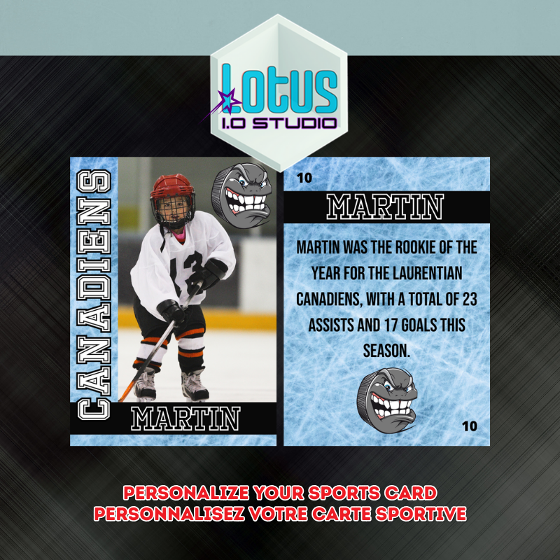 Customized hockey card with message